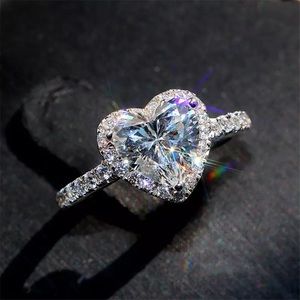 Heart ring sterling silver 925 cubic zirconia shiny women’s jewelry
